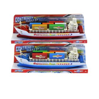   Hajó, konténerszállító, hátrahúzós, 2 szín, 32x12 cm plf.