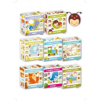 Mesekocka, 4 db, vegyes, 8-féle, 12x12x4 cm dob.