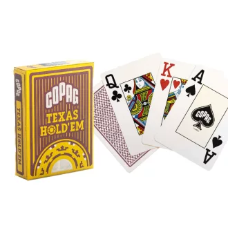  Kártya, Póker, Copag Texas Hold'em Gold Red, 2 nagy indexes plasztik