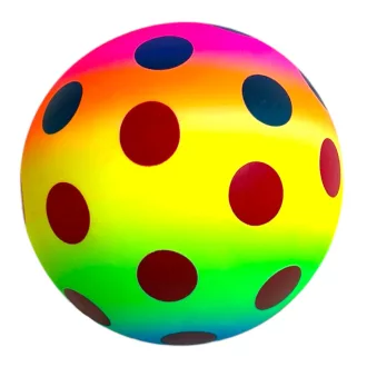   Labda, Pöttyös, szivárványos, 2 szín, lakkozatlan, 14 cm
