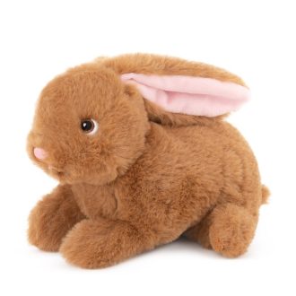 Plüss nyúl, barna, ülõ, környezetbarát, 19 cm