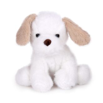 Plüss kutya, fehér, ülõ, 26 cm