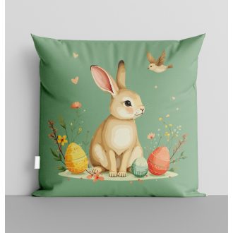 Plüss párna, húsvéti, nyúl tojásokkal, 36 cm