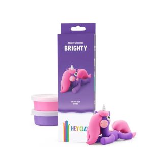   Gyurma klt., Hey Clay, unikornis, lila, Brighty, 3 tégely, 7x22 cm dob.