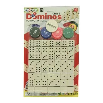 Dominó klt., 28 db + 16 db zseton, 21x35 cm lapon