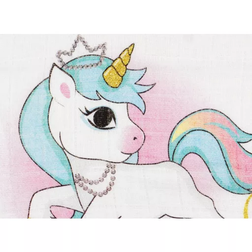 Unikornis textil-tetra pelenka 70 x 70 cm