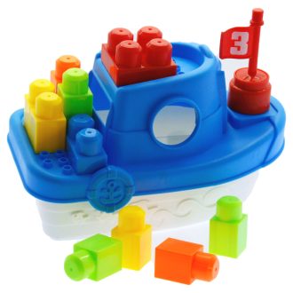 Hajó + építőkocka klt., 11 db, 30x30 cm