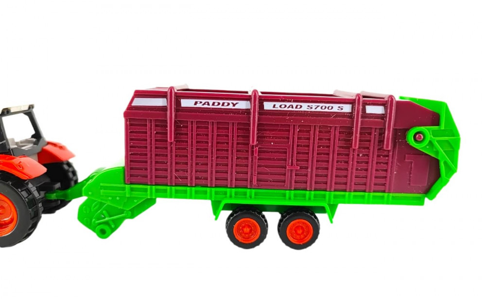 Játék traktor szénaszedő pótkocsival 1:72