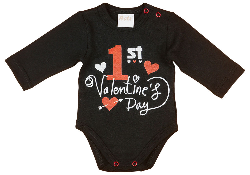 "1st Valentine&#039;s day" feliratos valentin napi baba body fekete